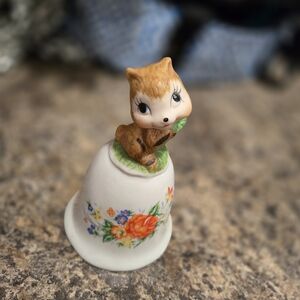 Kitschy Chipmunk Floral Bell Vintage